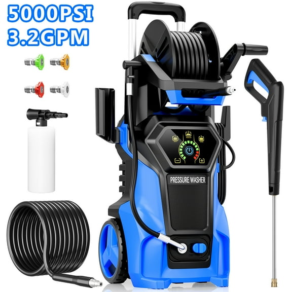 Fenbeli Electric Pressure Washer 5000 PSI, 3.2 GPM Power Washer Electric Powered with Foam Cannon, 4 Nozzles for Home, Car, and Outdoor Cleaning