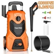 Fenbeli 4800 PSI Electric Pressure Washer, 3.2 GPM Power Washer Electric Powered with Foam Cannon, 4 Quick-Connect Nozzles for Car, Patio, Home Cleaning