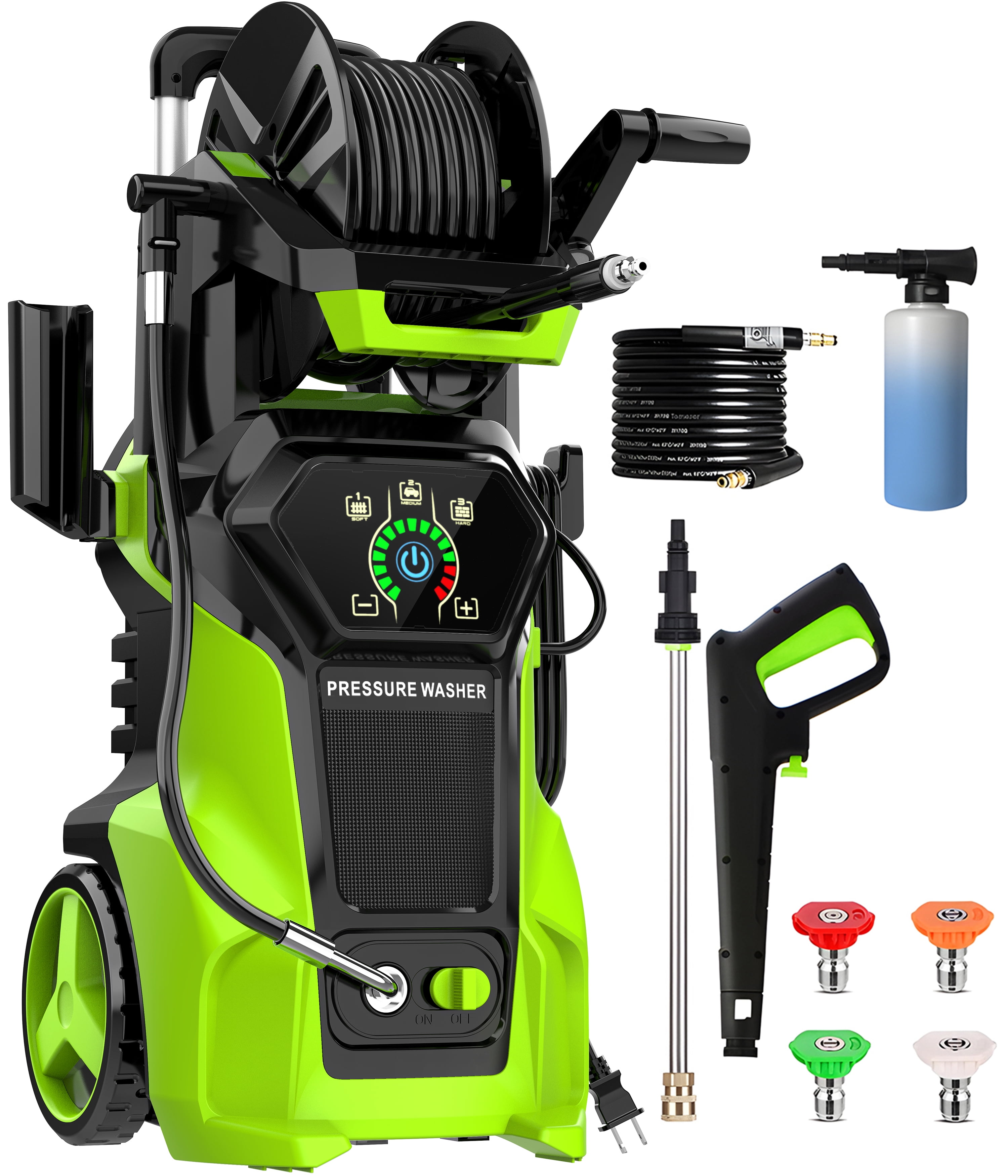 Fenbeli Electric Pressure Washer, 5000 PSI 3.2 GPM Touch Screen Adjustable Pressure, 4 Nozzles and Foam Cannon Power Washer Cleaning for Patio