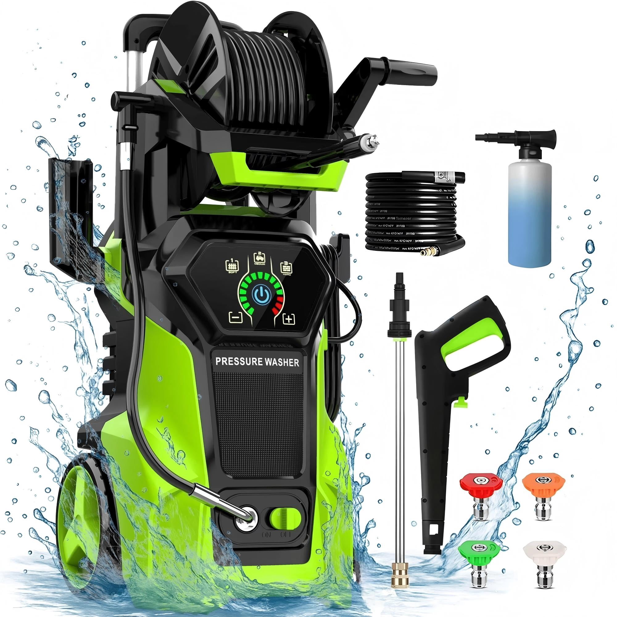 Fenbeli Electric Pressure Washer 5000 PSI Max 3.2 GPM, Adjustable Pressure Control Panel, 4 Quick-Connect Nozzles & Foam Cannon Power Washer for Car Driveway Patio Home Cleaning