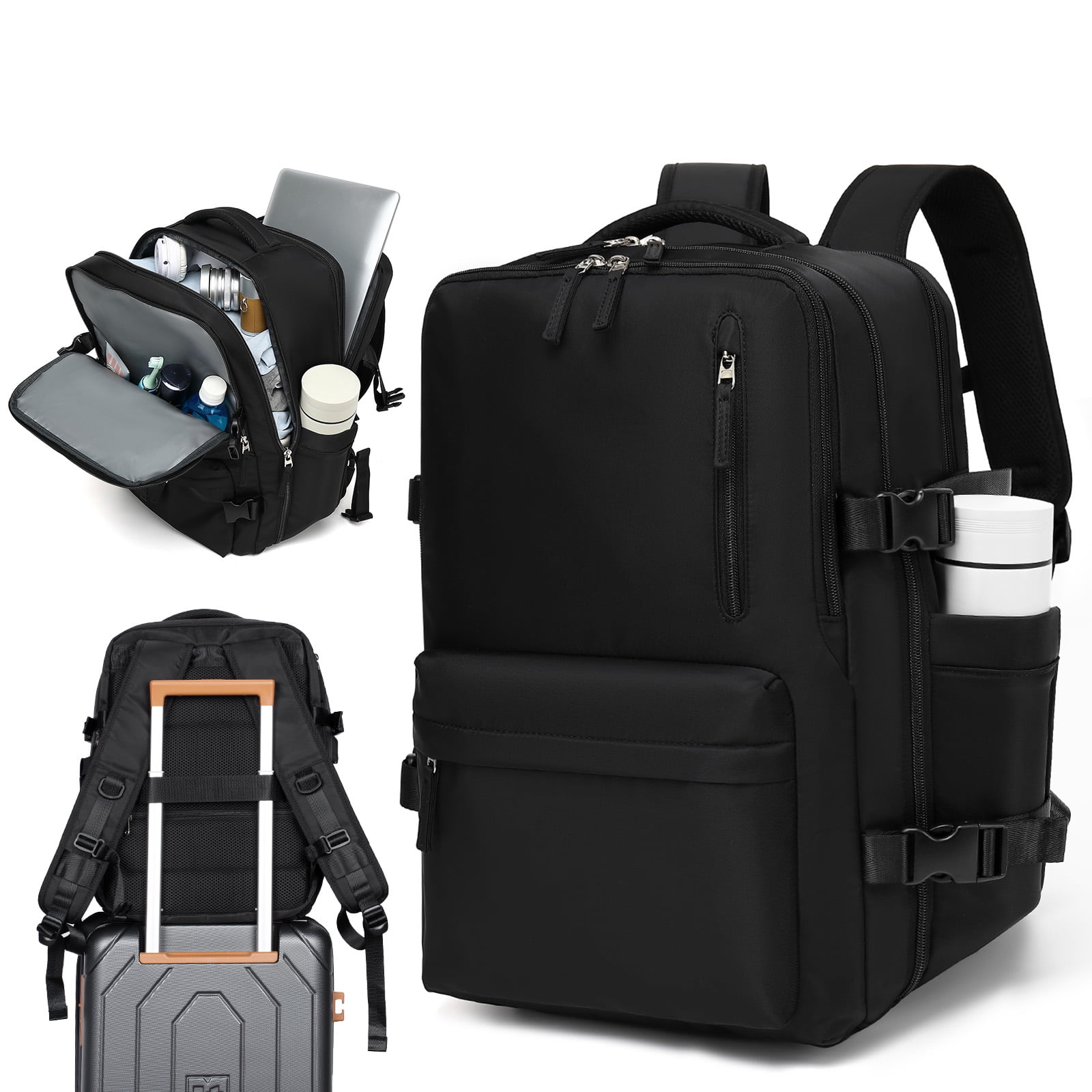 Fenbeli Expandable Travel Laptop Backpack, Fits 15.6-Inch Laptop, Water-Resistant Backpack with USB Charging Port, Anti-Theft Pocket & Luggage Strap