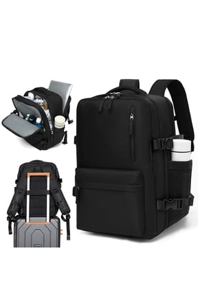 Expandable Travel Laptop Backpack, Fits 15.6-Inch Laptop, Water-Resistant Backpack with USB Charging Port, Anti-Theft Pocket & Luggage Strap