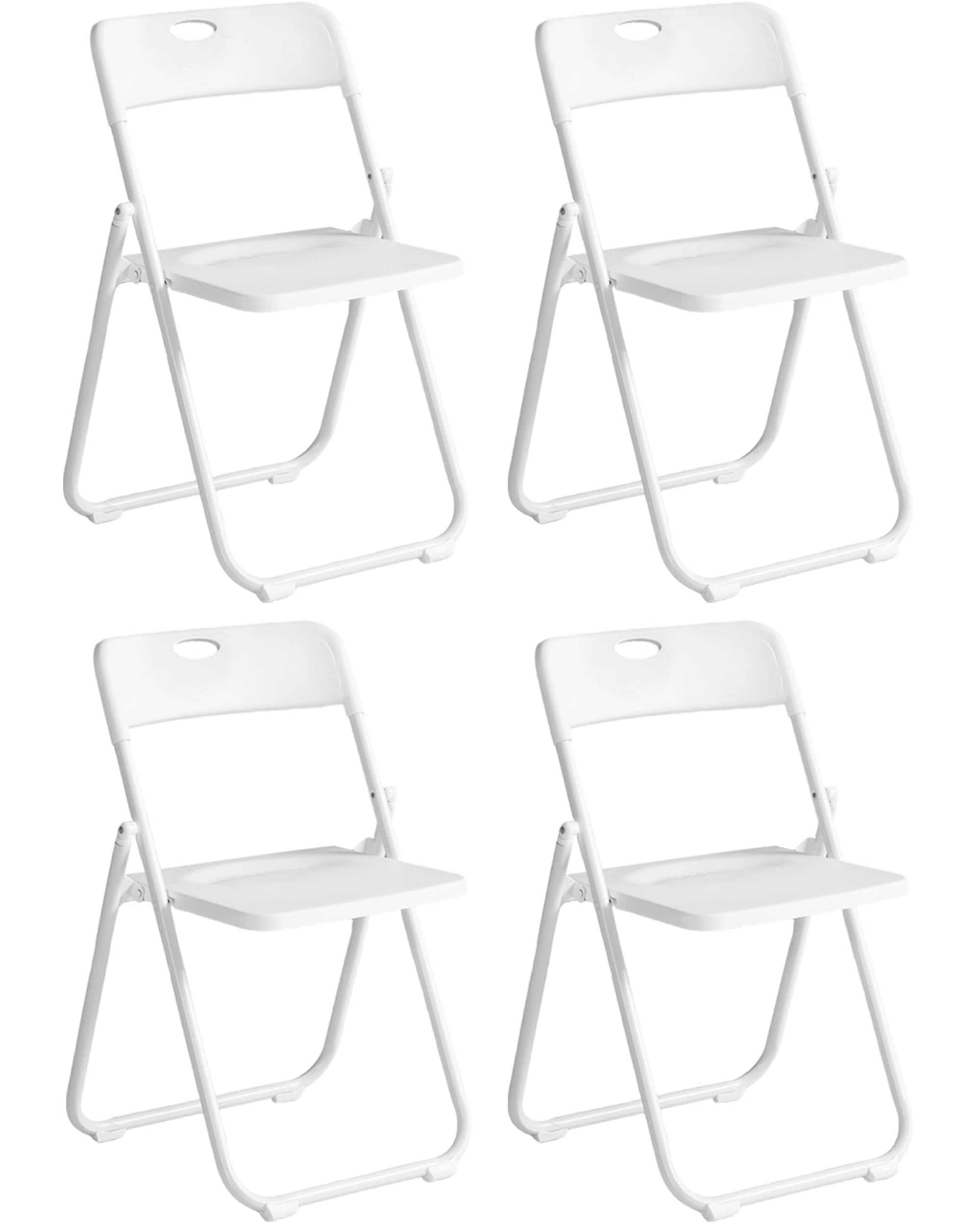 Harigal White Plastic Folding Chairs 4 Pack, Foldable Stacking Chairs for Outdoor & Indoor, Reinforced Metal Frame, 330LBS Capacity