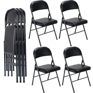 Harigal Fabric Padded Folding Chair (4 Pack), Black