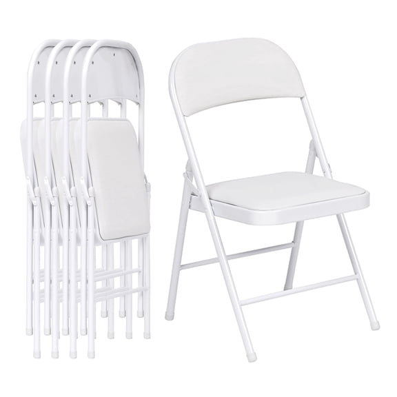 Harigal Padded Folding Chair (4 Pack), White