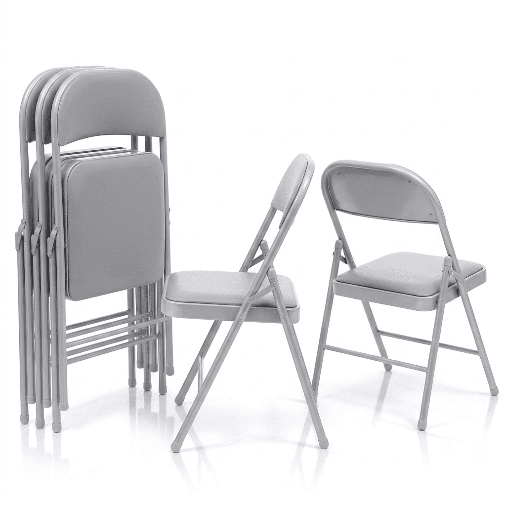 Fenbeli Fabric Padded Folding Chairs 4 Pack, Gray Foldable Chairs with 330 lb Capacity, Portable Seating for Dining Parties and Indoor Outdoor Events