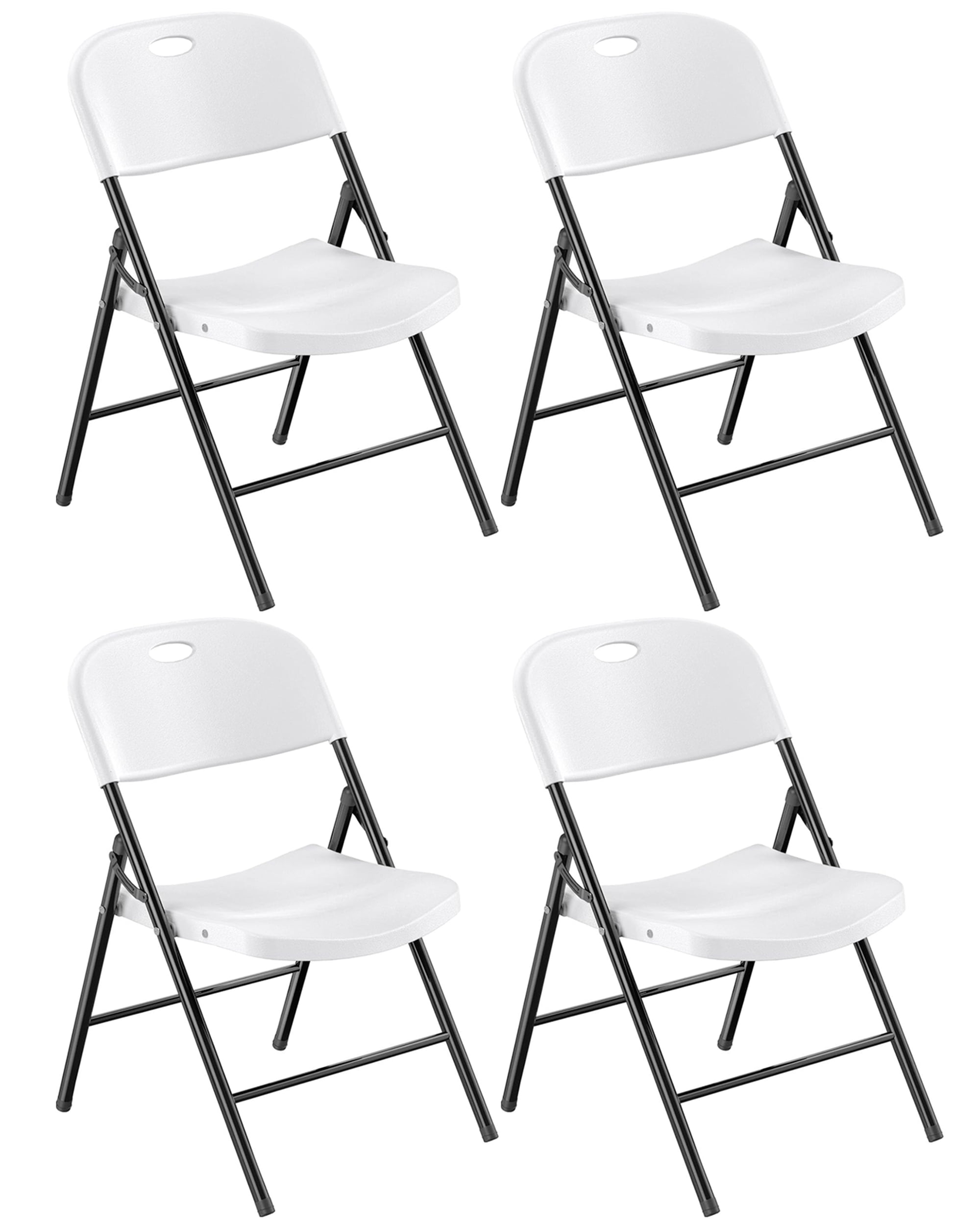 Fenbeli Folding Plastic Chair, 4-Pack, White