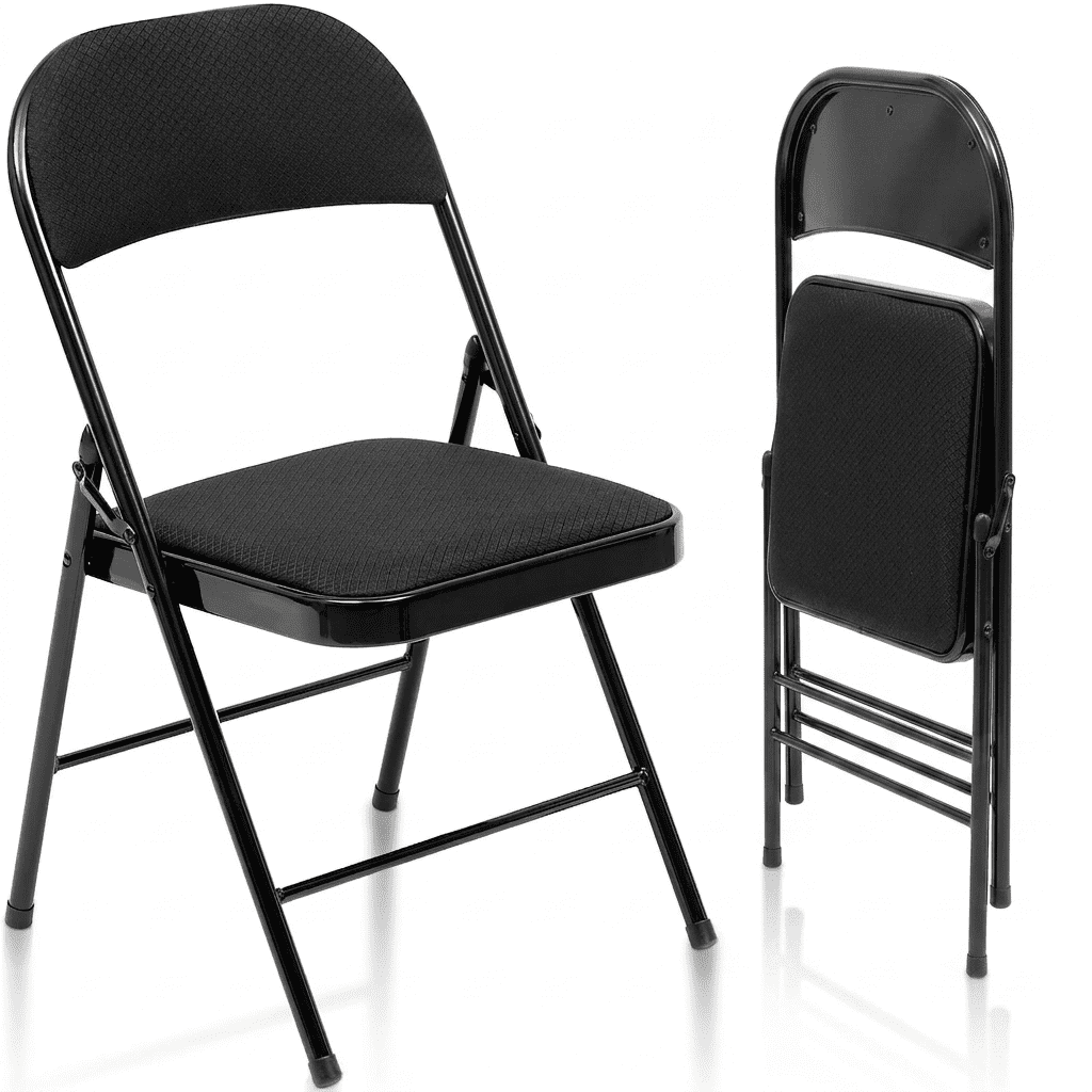 Fenbeli Folding Chairs 10 Pack with Cushion, Black Padded Metal Chairs, Portable Seating for Weddings Meetings Parties and Everyday Use