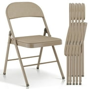 Fenbeli 6 Pack Folding Chairs with Padded Seats, Brown