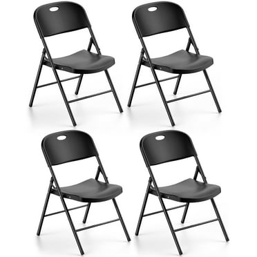 Fenbeli Folding Plastic Chair, 4-Pack, Black