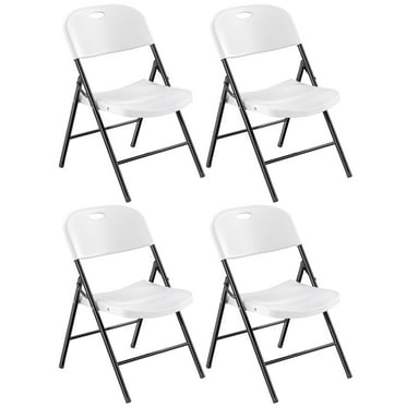 Fenbeli Folding Plastic Chair, 4-Pack, White