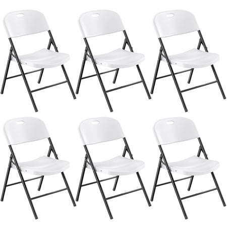 Fenbeli Folding Plastic Chair, 6-Pack, White