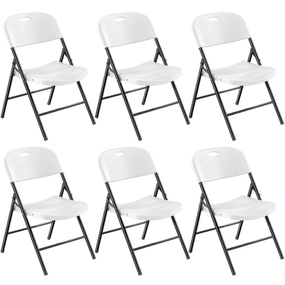 Fenbeli Folding Plastic Chair, 6-Pack, White