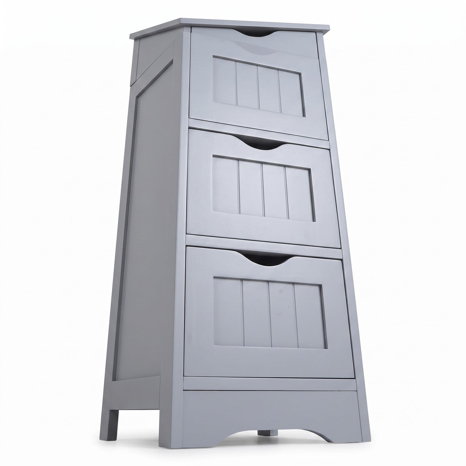 Fenbeli Freestanding Bathroom Floor Cabinet with 3 Drawers, Slim MDF Storage Organizer Tower for Small Bathroom, Bedroom, Entryway, Space-Saving Side End Table, Gray