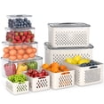 thumbnail image 1 of Fenbeli Fruit Vegetable Storage Containers for Fridge, 6 Pack Produce Saver with Lids and Removable Colander, BPA-Free Airtight Fresh Keeper with Adjustable Vent & Divider, Refrigerator Organizer Set, 1 of 11