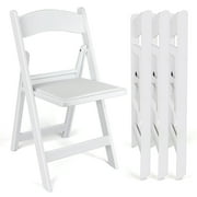 Fenbeli 4 Pack White Resin Folding Chairs with Padded Seats - Indoor/Outdoor Folding Chairs for Events Lightweight Foldable Chairs