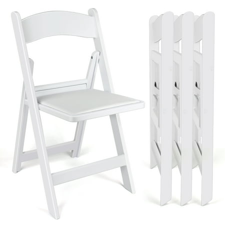 Fenbeli 4 Pack White Resin Folding Chairs with Padded Seats - Indoor/Outdoor Folding Chairs for Events Lightweight Foldable Chairs