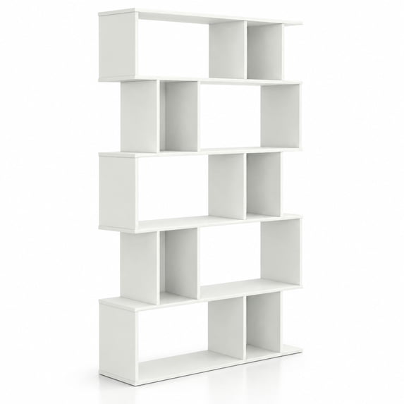 Fenbeli Geometric Bookshelf 5-Tier Bookcase with Open Shelves and ...