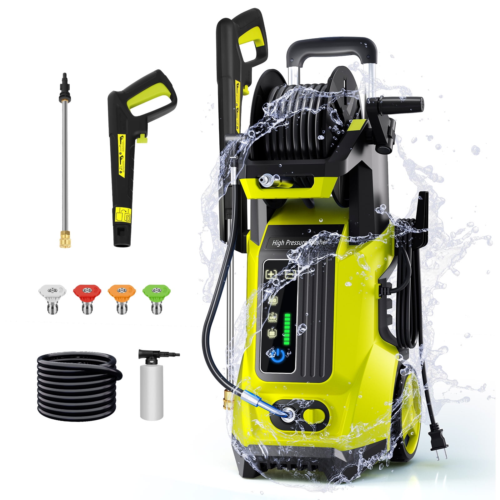 Fenbeli 4500PSI Electric Pressure Washer Touch Screen Adjustable Pressure And 3.2 GPM for Home  Garden