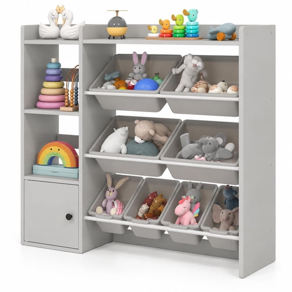 Fenbeli Kids Toy Storage and Bookshelf with Open Shelves and Single ...