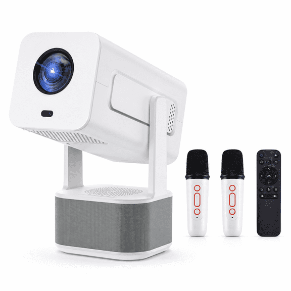 Fenbeli Native 1080P Smart Portable Projector with Android 11, WiFi 6, Bluetooth 5.2 and Auto Focus, Up to 200", White