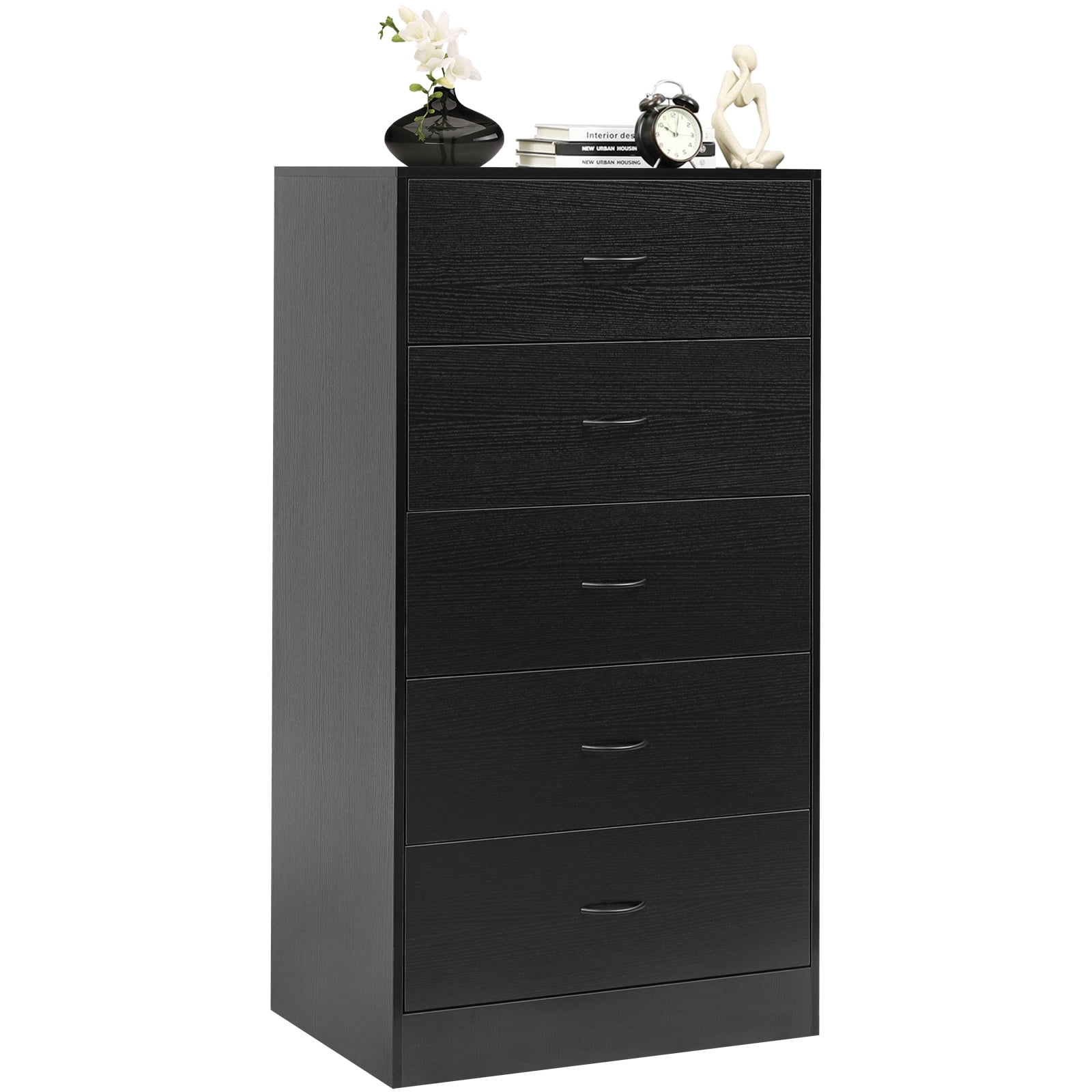 Fenbeli Modern 5 Drawer Dresser for Bedroom, Black Drawer Dresser with ...