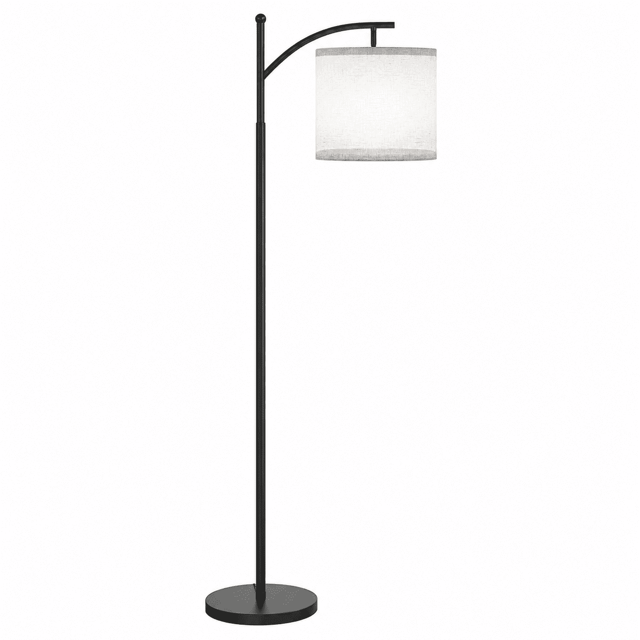 Fenbeli 61" Arc Floor Lamp with 3 Color Temperature LED Bulb, Adjustable Linen Shade and Foot Switch for Living Room, Bedroom and Office, Black
