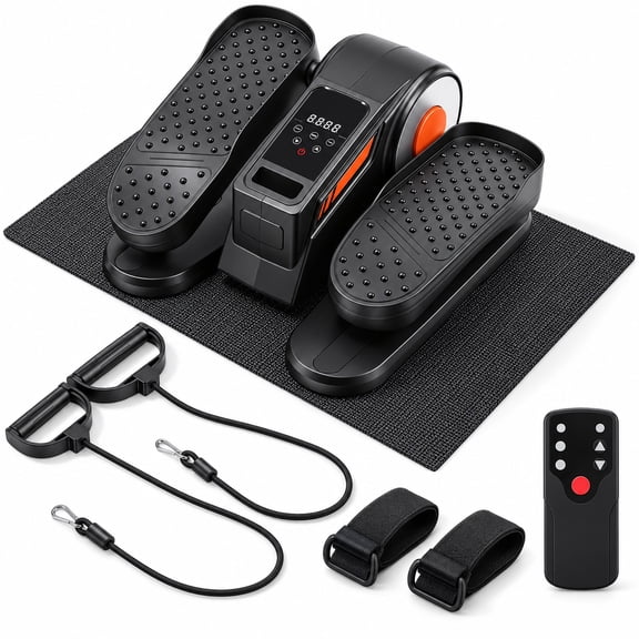 Fenbeli Motorized Mini Elliptical Machine, Electric Under Desk Elliptical Stepper with 12 Speeds and 12 Auto Programs, LCD Monitor Compact Cardio Trainer for Home and Office