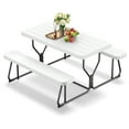 thumbnail image 1 of Fenbeli Outdoor Picnic Table with Bench Set for BBQ, Camping, Patio, White, 1 of 7