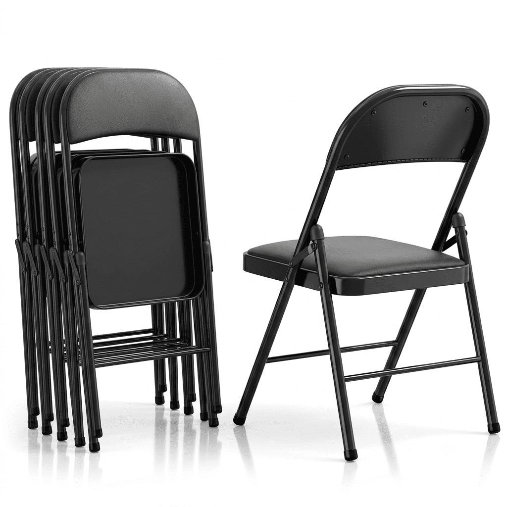 Fenbeli Padded Folding Chairs 10 Pack, Black Metal Chairs with 330 lb Capacity, Foldable Seating for Home Office Parties Weddings and Events