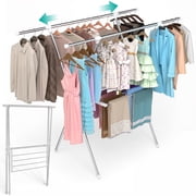 Fenbeli Portable Clothes Drying Rack, Folding Drying Rack for Indoor Outdoor Laundry, Space Saving Design, Silver