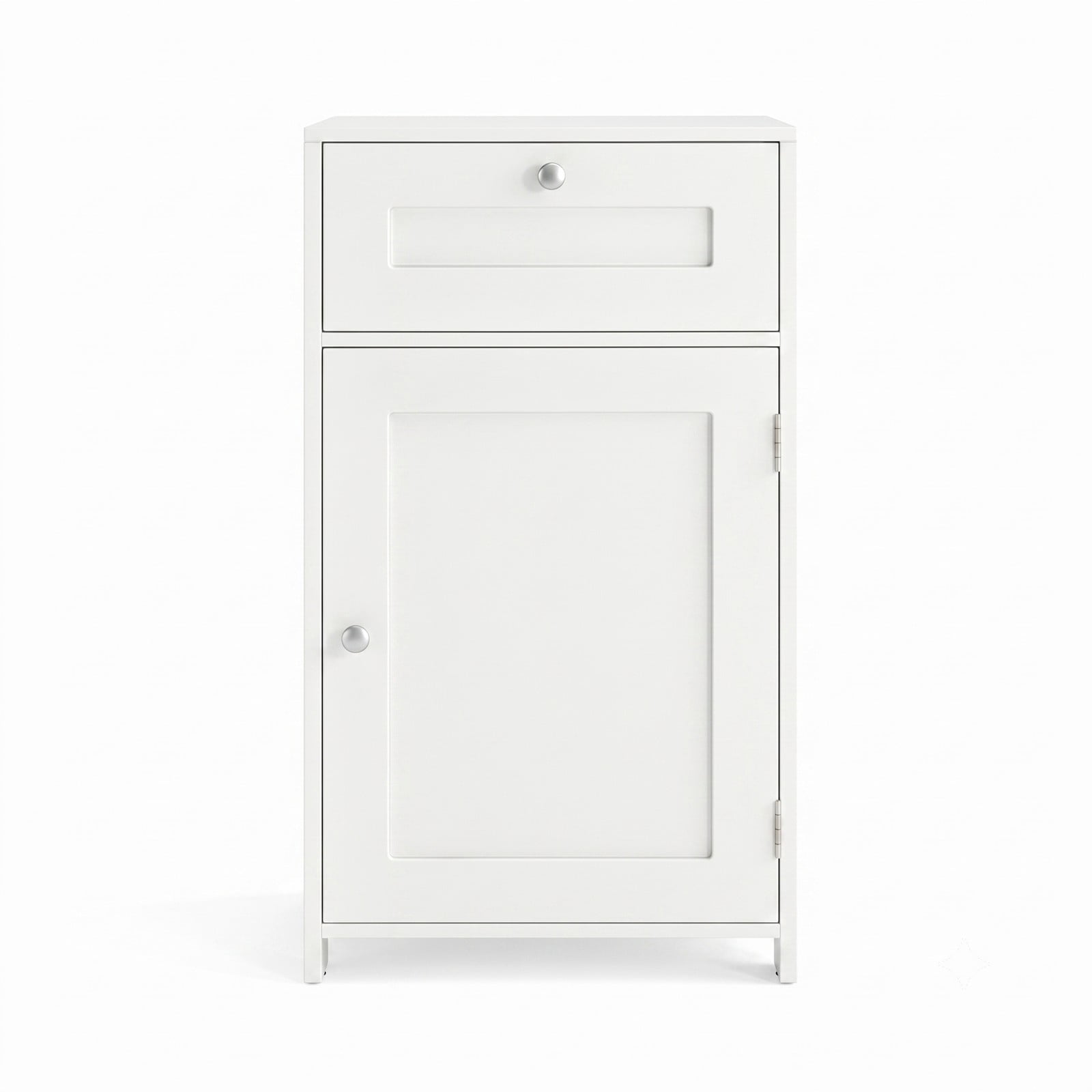 Fenbeli Single Door Bathroom Cabinet with Adjustable Shelf and Drawer, Freestanding Floor Storage Organizer Cabinet for Bathroom, Living Room, Entryway with, White