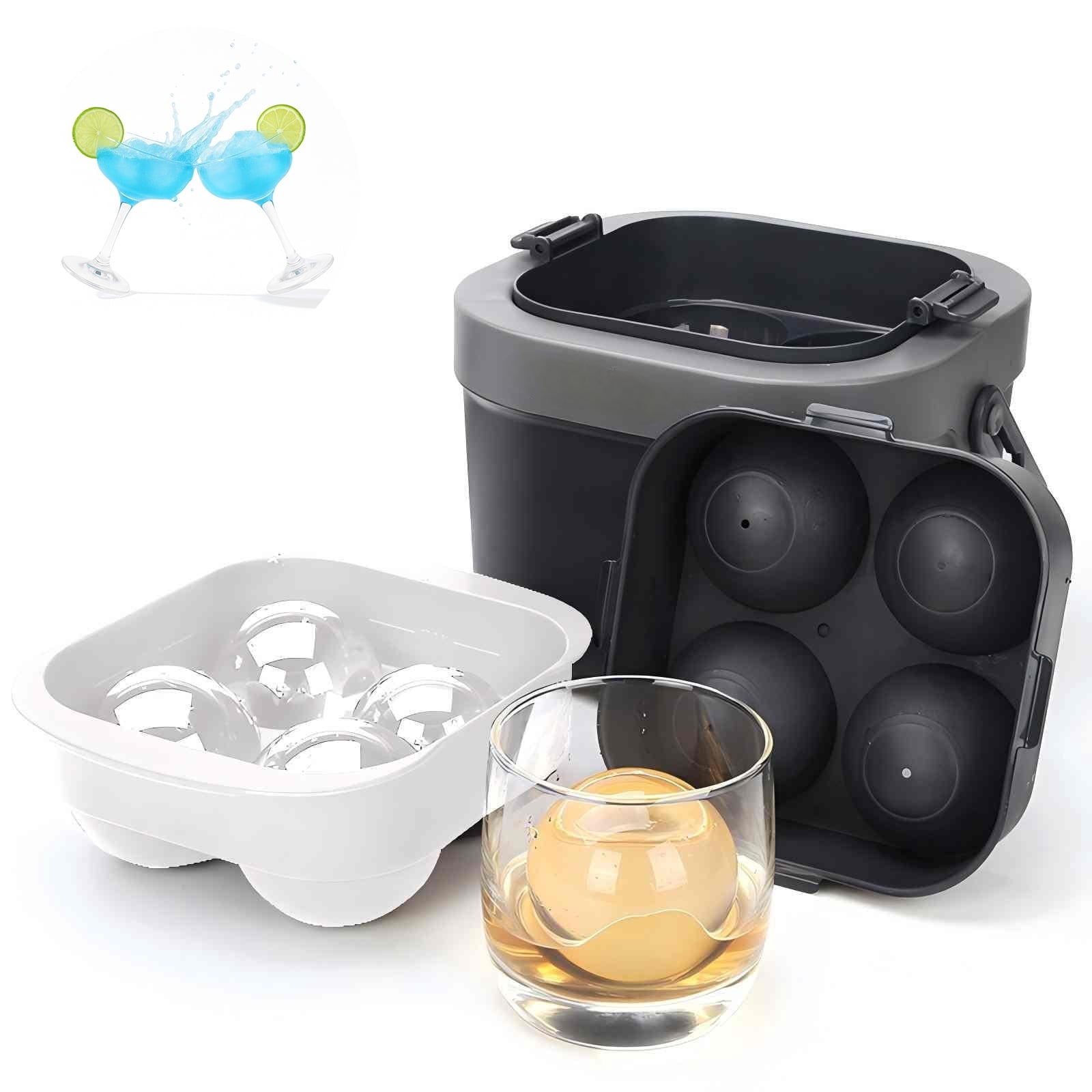 Suidhome Whiskey Ice Cube Tray, Ice Ball Maker Mold, 2.4 Inch Large Round Ice Molds, Best Gifts for Dad Husband, White