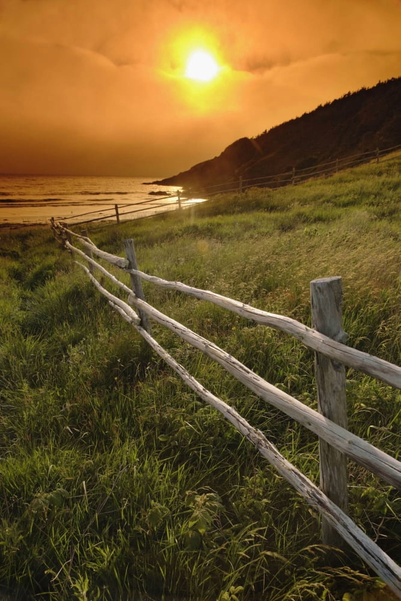 Fence And Sunset Gooseberry Cove Avalon Peninsula Newfoundland Canvas Art - Yves Marcoux Design Pics (11 x 17)