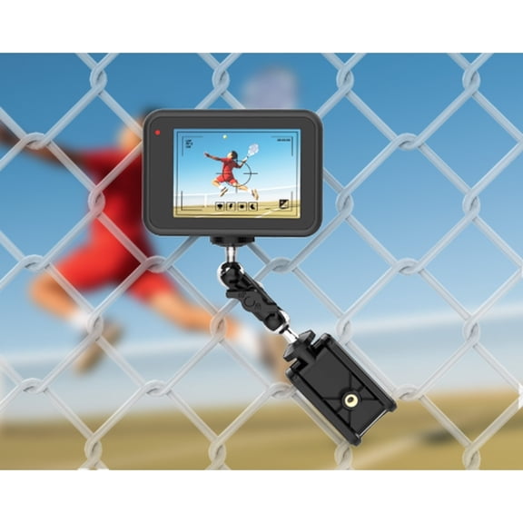 Fence Clip Mount, Adjustable Metal Phone & Camera Holder for Baseball, Softball & Tennis Fence, Black