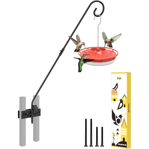 Fence Deck Hook Rail Heavy Duty Hummingbird Feeder Hanger 28 Inch Railing Hanging Hook for Bird Feeder, Suet Baskets, Planters, Wind Chimes, Solid Wire, 180 Degree Rotary, 1 Pack