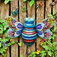 thumbnail image 1 of Fence Decorations Outdoor, 5.1"X7.5" Metal Bee Wall Decor for Indoor Outdoor, Color Butterfly Hanging Sculpture Spring Decor, Metal Wall Art, Garden Yard Fence Porch Home Tree Decor, 1 of 7