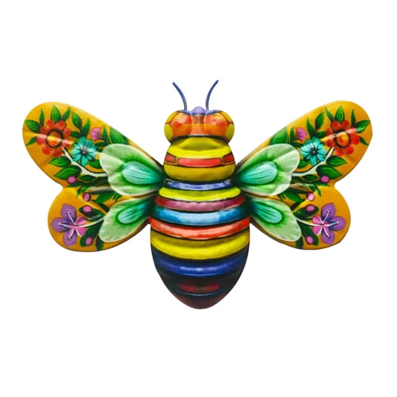 Fence Decorations Outdoor,Metal Bees Outdoor Decor,Outdoor Wall Decor,Metal Bee Wall Art Sculptures Garden Decorations,Metal Wall Art,Hanging Bee Wall Decor(D 7.5*5in)from QiwagFerng