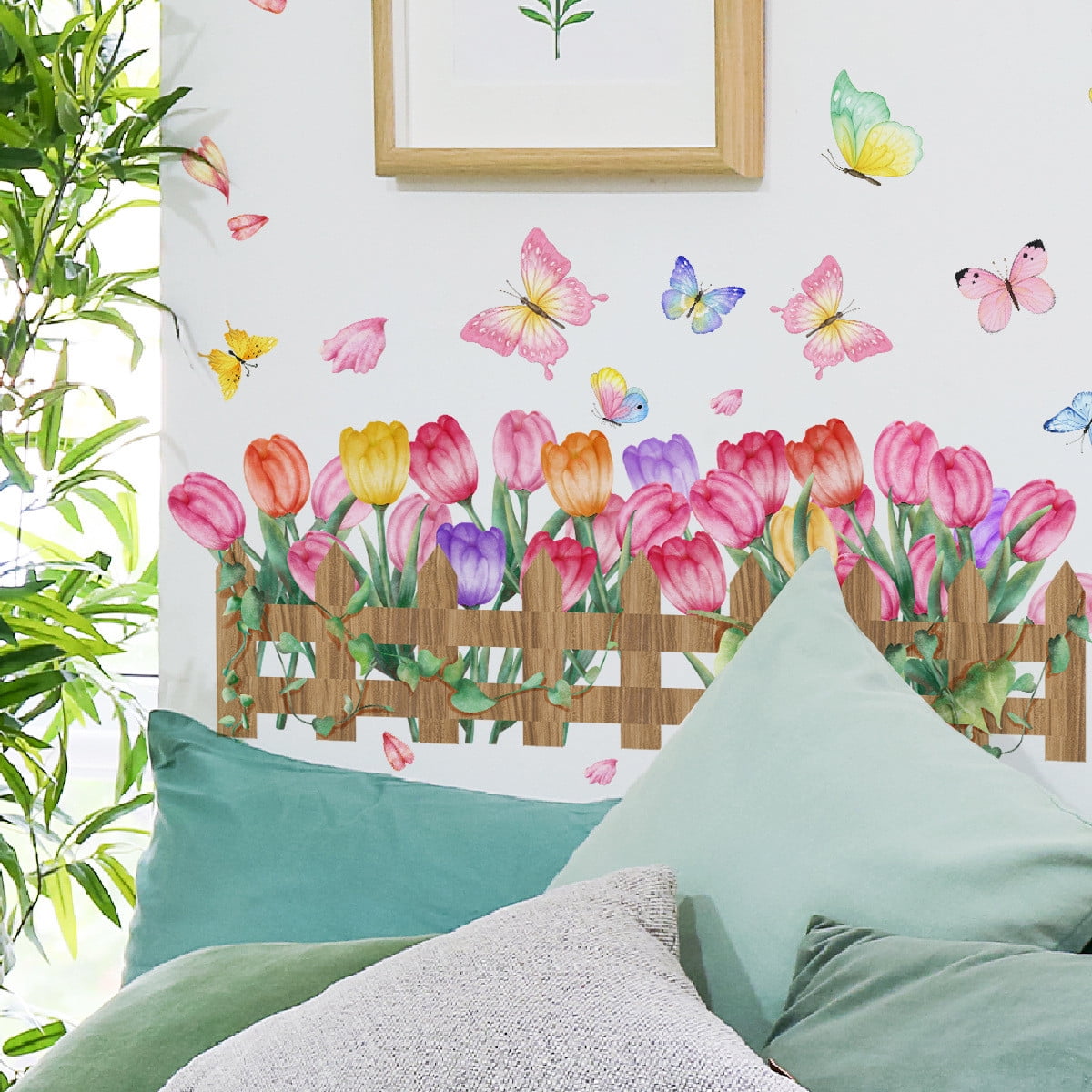Fence Flower Wall Sticker Background Wall Living Room Decoration Wall