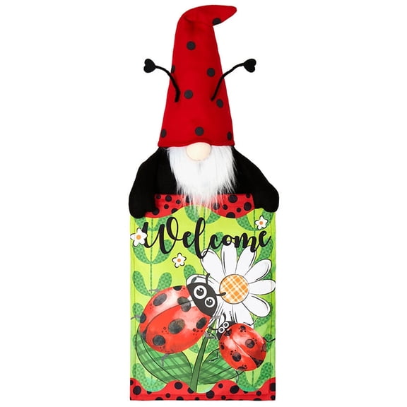 Welcome Fence Flags Ladybug Gnome and Bee Gnome Decorations