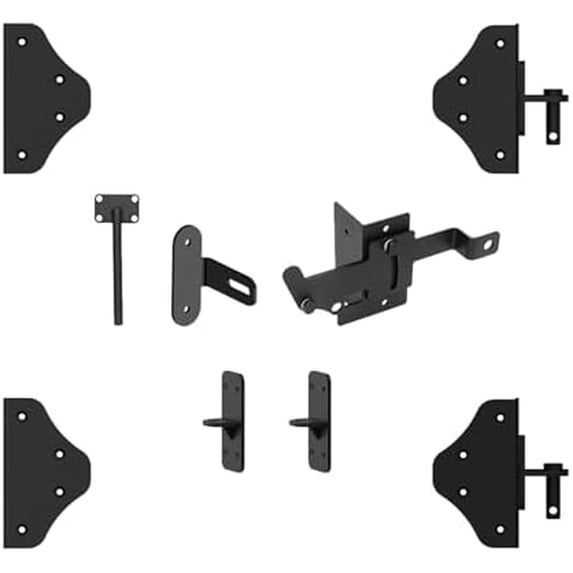 Fence Gate Hardware Kit with Gate Latch, Heavy Duty 90 Degree Right ...
