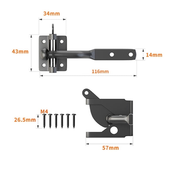 Fence Latch Door Lock Fence Latch Outdoor Guardrail Lock Buckle Gate Latch Black 144Mm