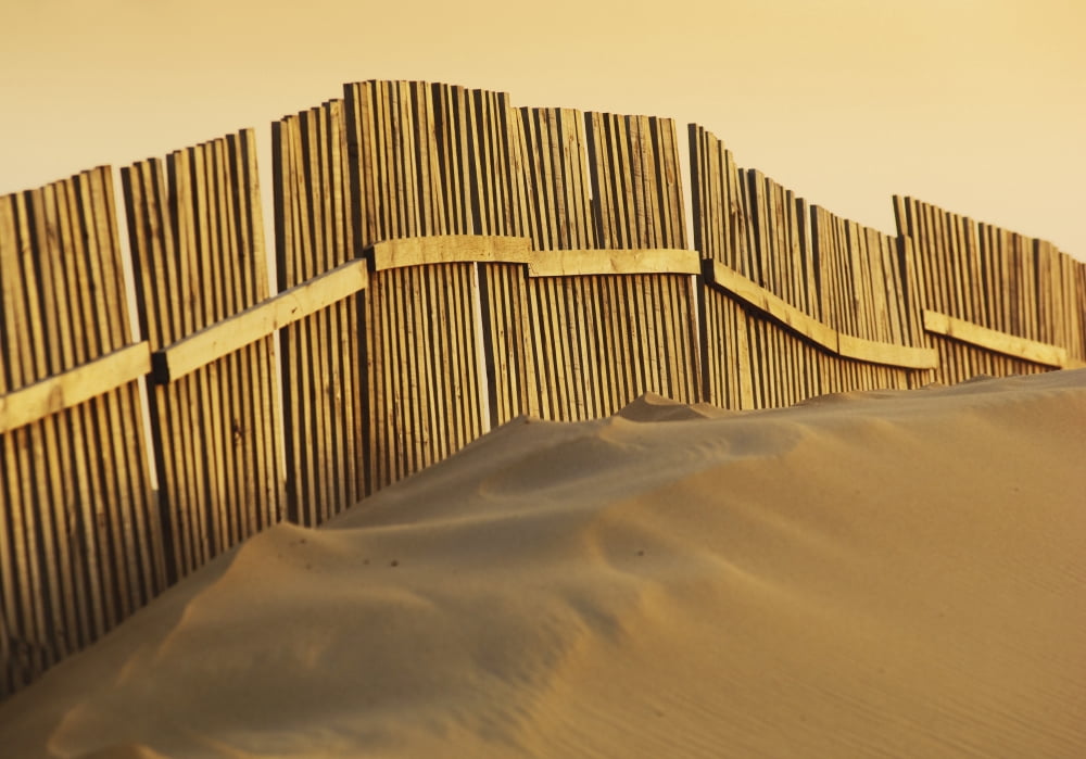 Fence On Beach Canvas Art - Ben Welsh Design Pics (36 x 26)