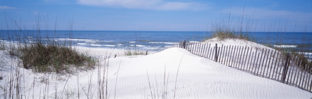 Fence On The Beach Gulf Of Mexico St Joseph Peninsula State Park Florida USA Canvas Art - Panoramic Images (27 x 9)