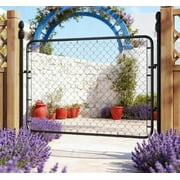 Fence Panels, Galvanized Steel Garden Door,Garden Gate Chain Link Fence Gate,for Yard Entrance Way, Black Privacy Fence,Steel Fence Gate, Garden & Outdoor & Patio Furniture Fences