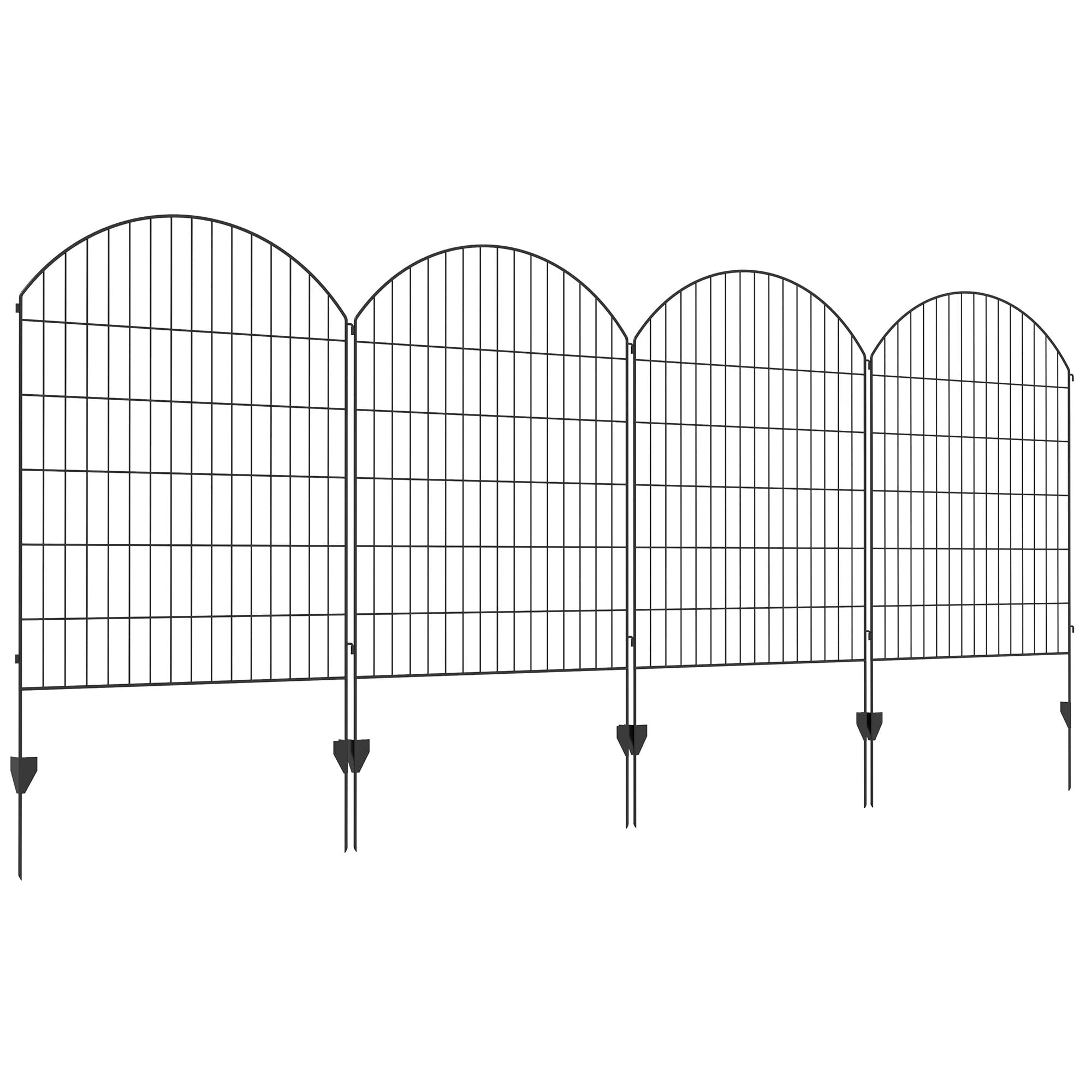 Fence Panels, Garden Fence, 4 Pack Steel Fence Panels, 11.4' L x 43" H, Rust-Resistant Animal Barrier Decorative Border Flower Edging for Yard, Landscape, Patio, Outdoor Decor, Grids, Privacy Fence