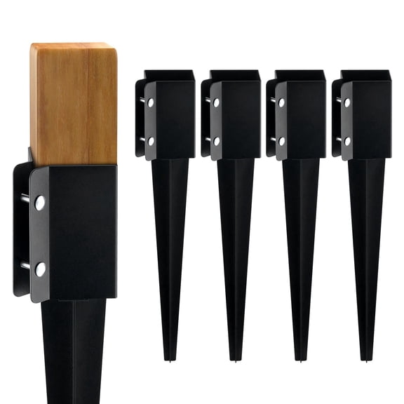 Fence Post Anchor Ground Spike 4 Pack 24"x4"x4"es Outer Diameter 3.5"x3.5"es Inner Diameter Powder Coated Metal Stake for Mailbox Deck Garden Railing