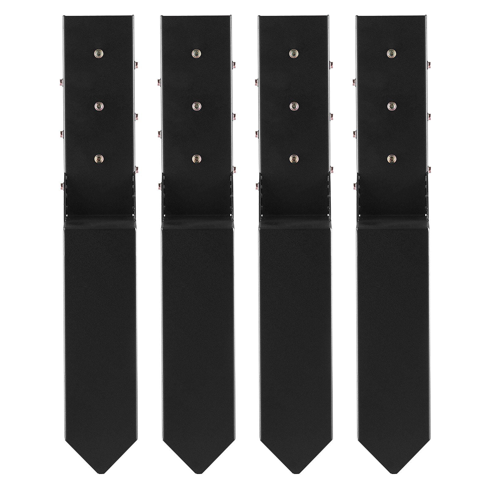 Heavy Duty Black Steel Fence Post Anchor Repair Kit, 4 Pack