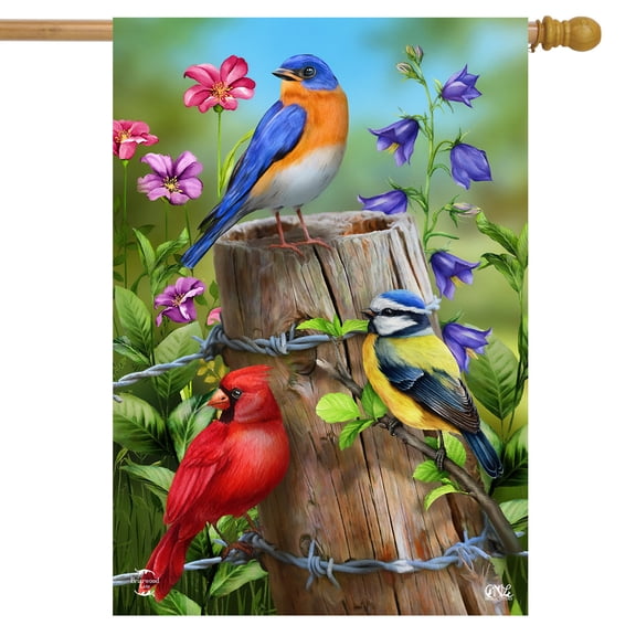 Briarwood Lane Fence Post Birds Spring House Flag