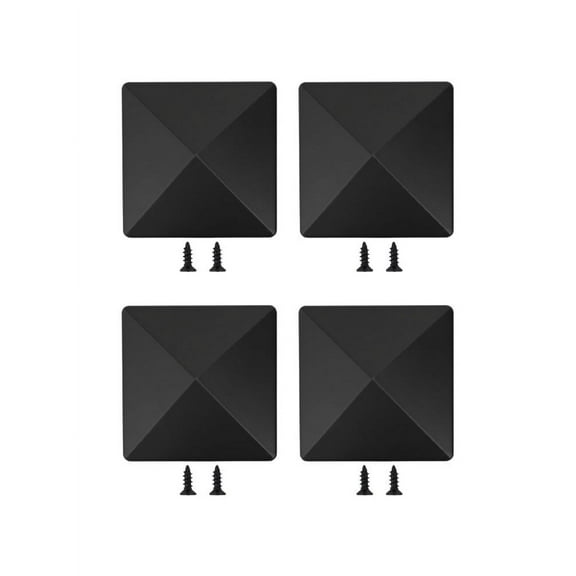 Fence Post Cap with Pre-Drilled Holes Black Plastic Pyramid for 4x4 inches Posts 4pcs